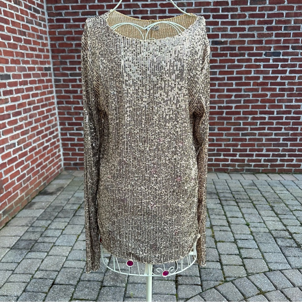 free people | gold sequin long sleeve